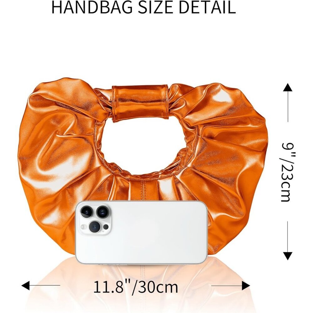 Women's Orange Polyurethane Buckle Stylish Designer Party Wedding Clutch - Picture 7 of 7